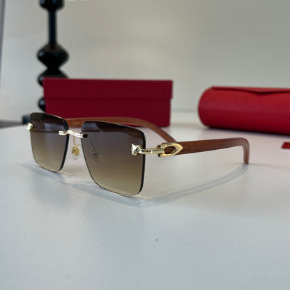 Cartier Lightweight Metal Rimless Brown Lens Sunglasses for Men & Wom - 415993 - detail image 3