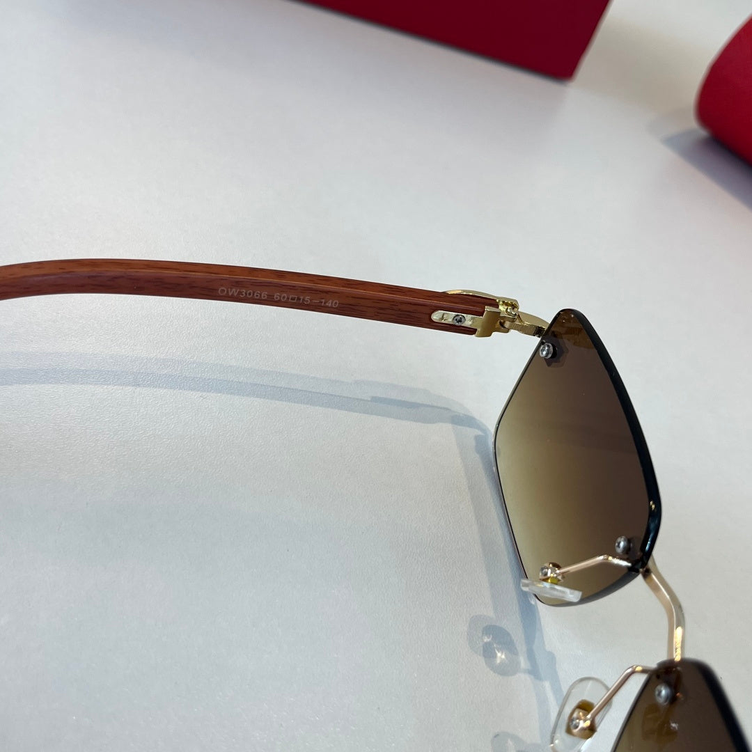 Cartier Lightweight Metal Rimless Brown Lens Sunglasses for Men & Wom - 415993 - detail image 9