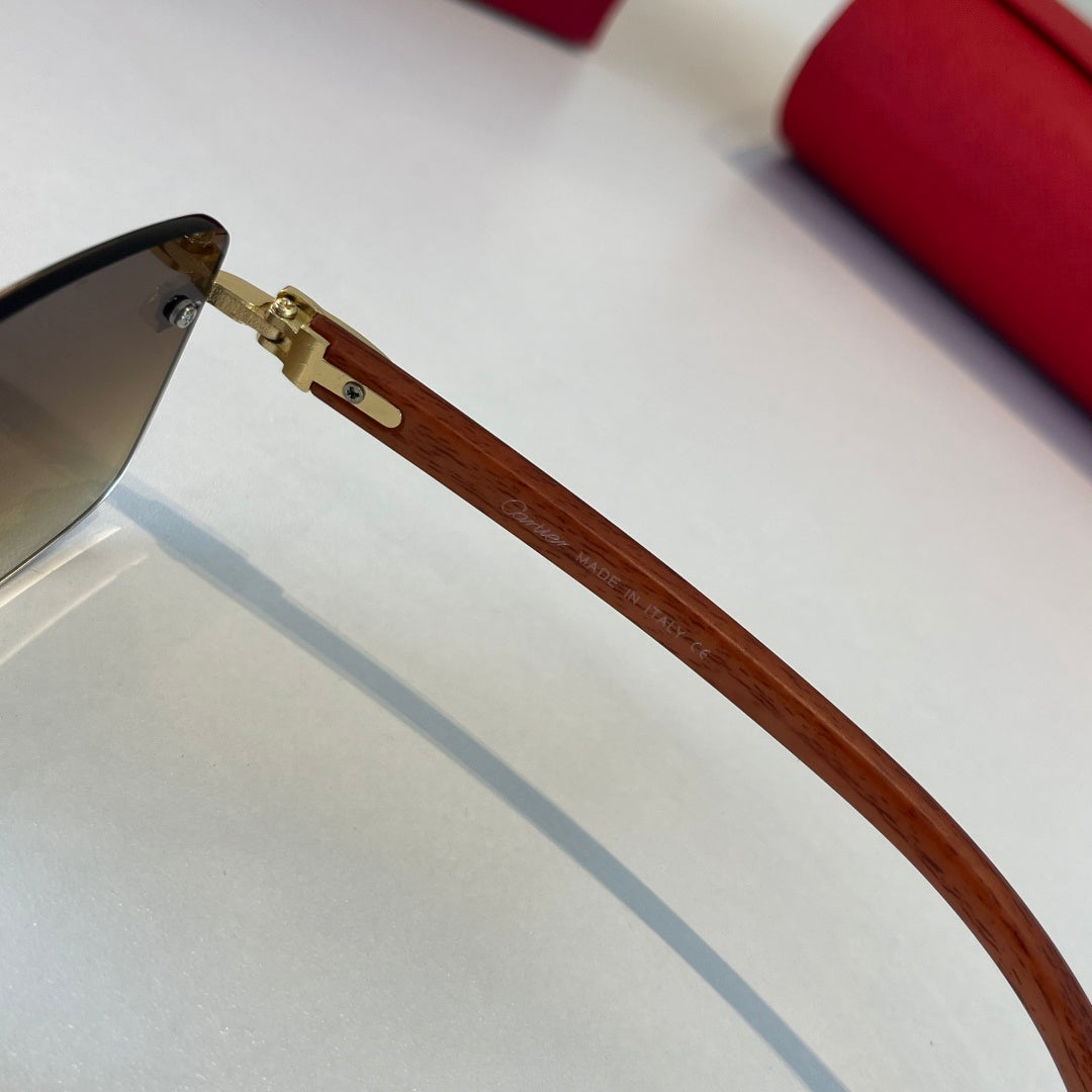 Cartier Lightweight Metal Rimless Brown Lens Sunglasses for Men & Wom - 372234 - detail image 10