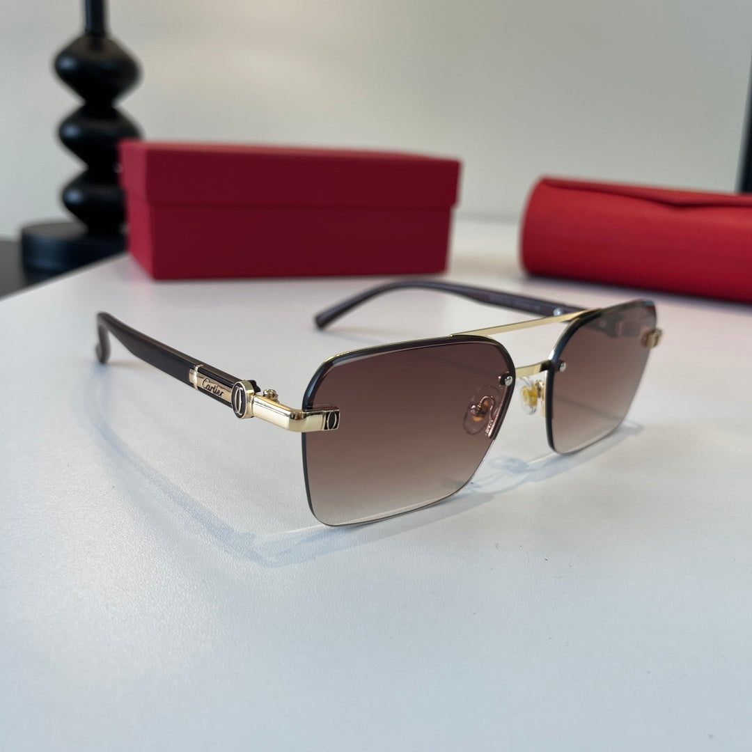 Cartier Lightweight Metal Rimless Silver Lens Sunglasses for Men & Wo - 415994