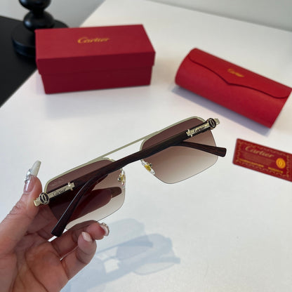 Cartier Lightweight Metal Rimless Silver Lens Sunglasses for Men & Wo - 415994 - detail image 8