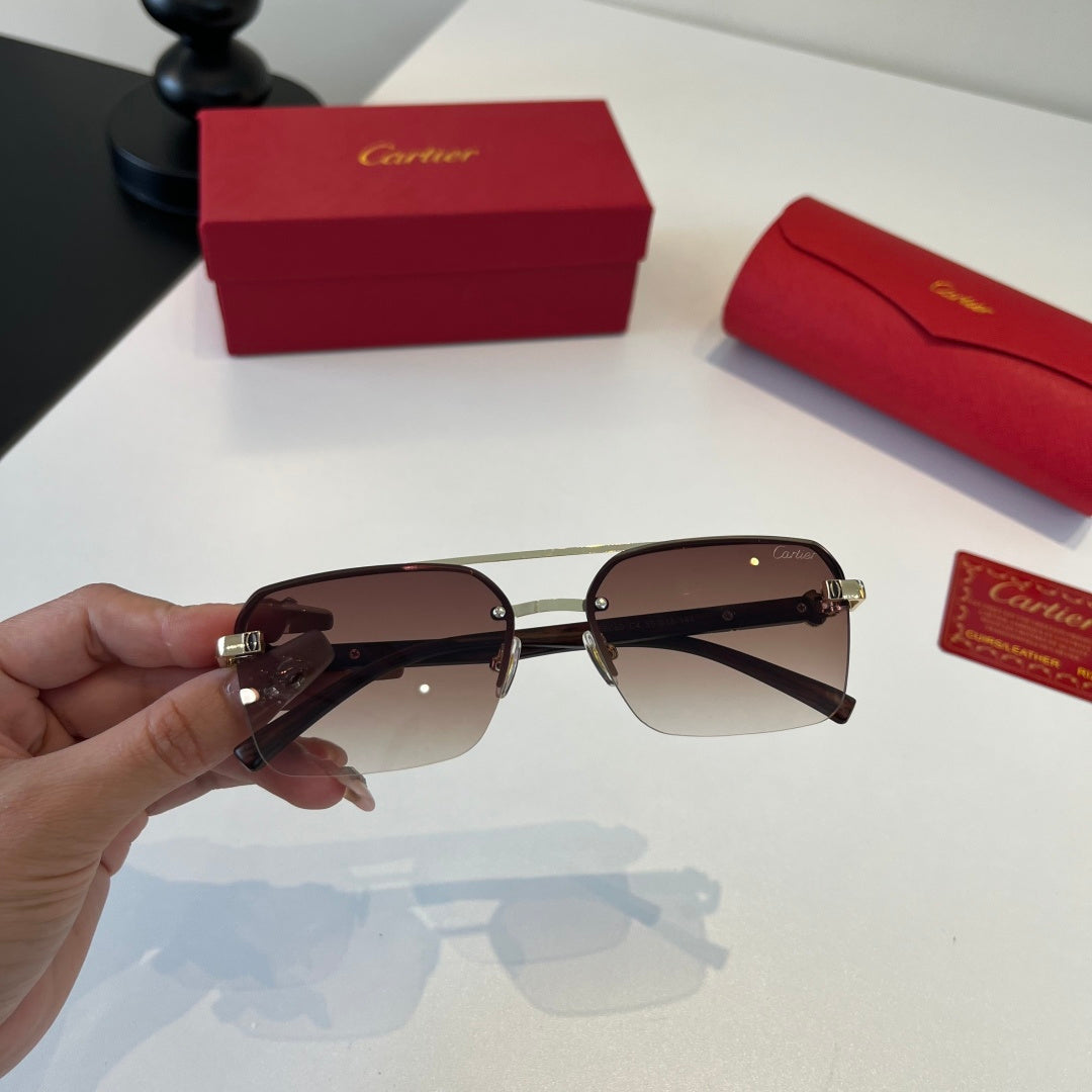 Cartier Lightweight Metal Rimless Silver Lens Sunglasses for Men & Wo - 372235 - detail image 5