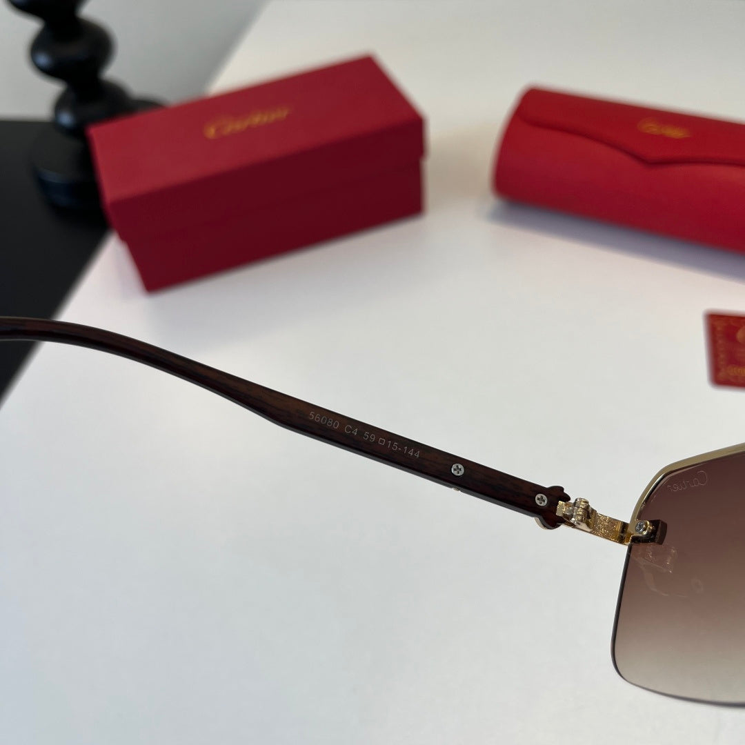 Cartier Lightweight Metal Rimless Silver Lens Sunglasses for Men & Wo - 372235 - detail image 9