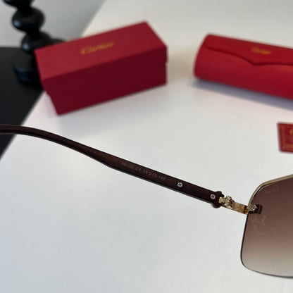 Cartier Lightweight Metal Rimless Silver Lens Sunglasses for Men & Wo - 372235 - detail image 9