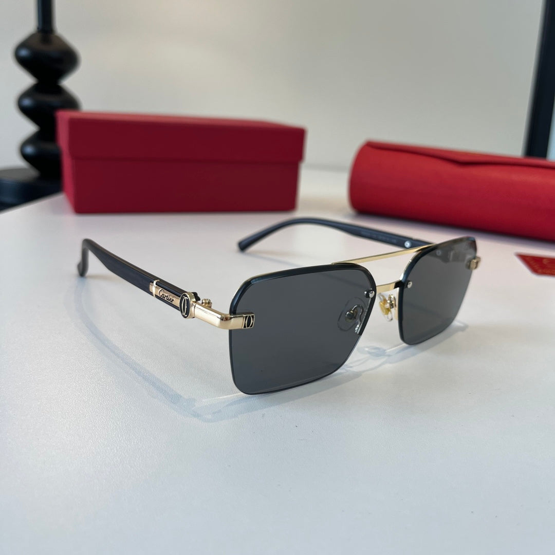Cartier Lightweight Metal Rimless Silver Lens Sunglasses for Men & Wo - 372236
