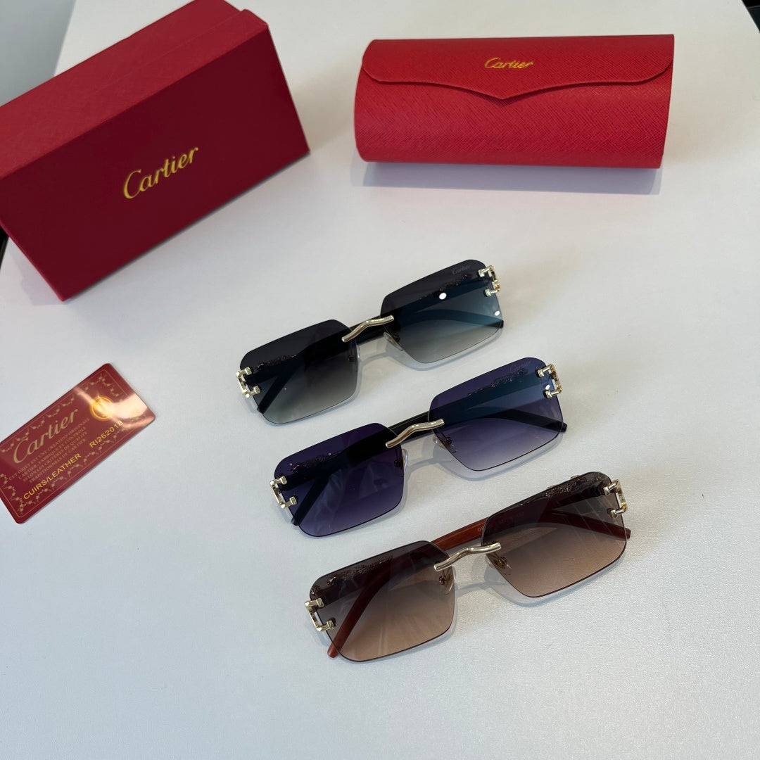 Cartier Lightweight Metal Rimless Silver Lens Sunglasses for Men & Wo - 372242 - detail image 12