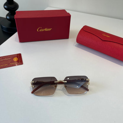 Cartier Lightweight Metal Rimless Silver Lens Sunglasses for Men & Wo - 372242 - detail image 5