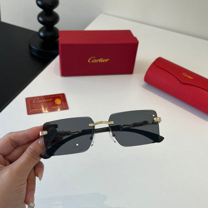Cartier Lightweight Metal Rimless Silver Lens Sunglasses for Men & Wo - 372222 - detail image 5