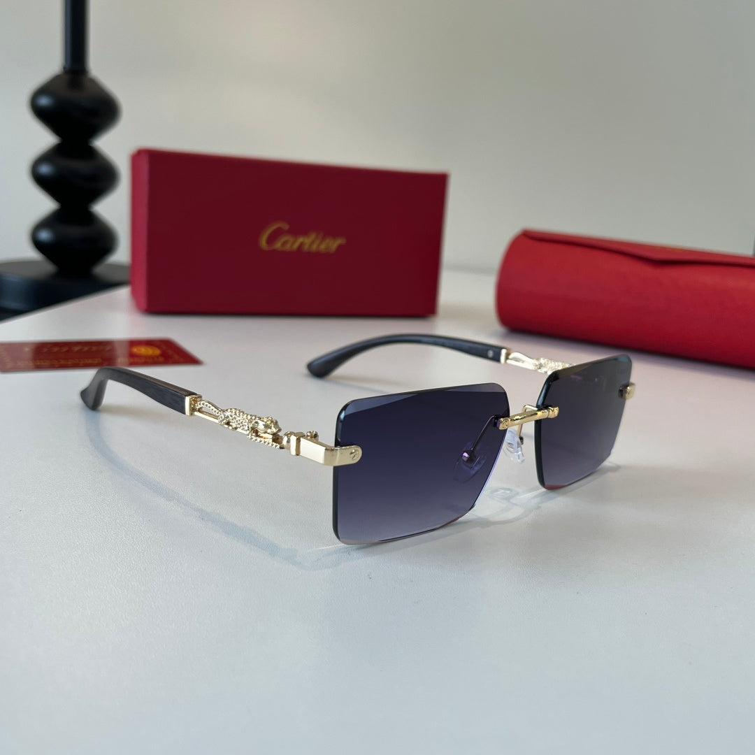 Cartier Lightweight Metal Rimless Silver Lens Sunglasses for Men & Wo - 372223