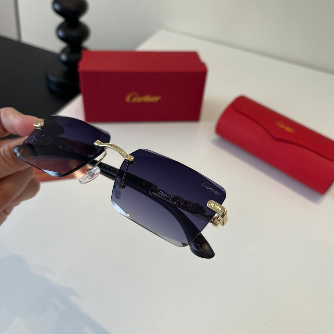 Cartier Lightweight Metal Rimless Silver Lens Sunglasses for Men & Wo - 132535 - detail image 4