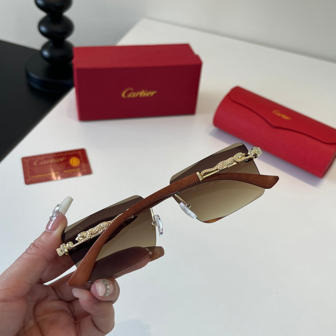 Cartier Lightweight Metal Rimless Brown Lens Sunglasses for Men & Wom - 372224 - detail image 7
