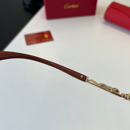 Cartier Lightweight Metal Rimless Brown Lens Sunglasses for Men & Wom - 132537 - detail image 8