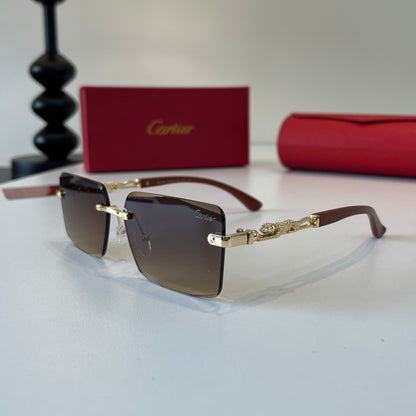 Cartier Lightweight Metal Rimless Brown Lens Sunglasses for Men & Wom - 372224 - detail image 3