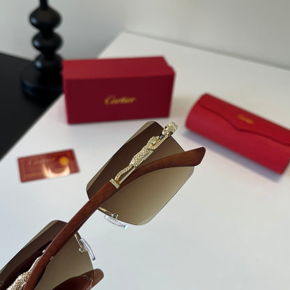 Cartier Lightweight Metal Rimless Brown Lens Sunglasses for Men & Wom - 372224 - detail image 6