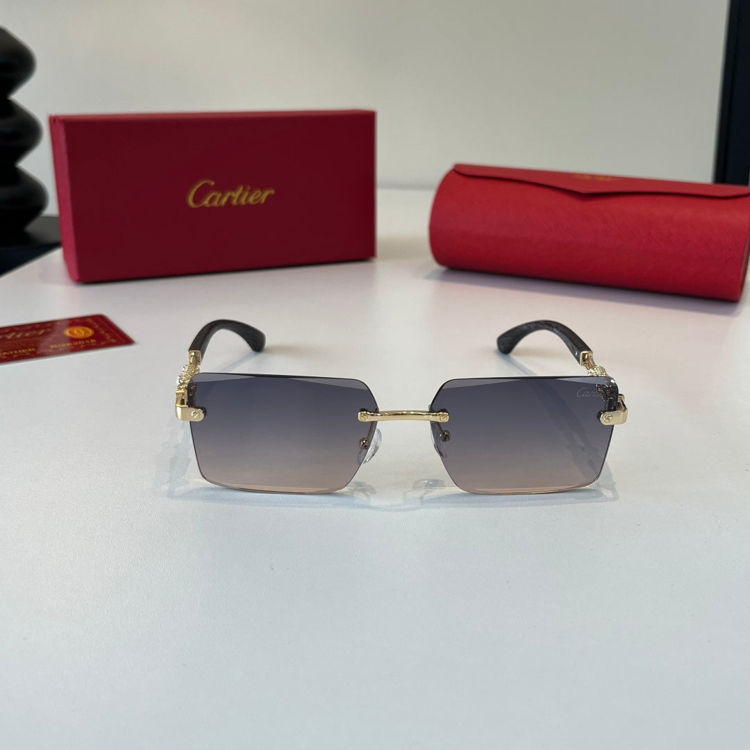 Cartier Lightweight Metal Rimless Silver Lens Sunglasses for Men & Wo - 372225 - detail image 2