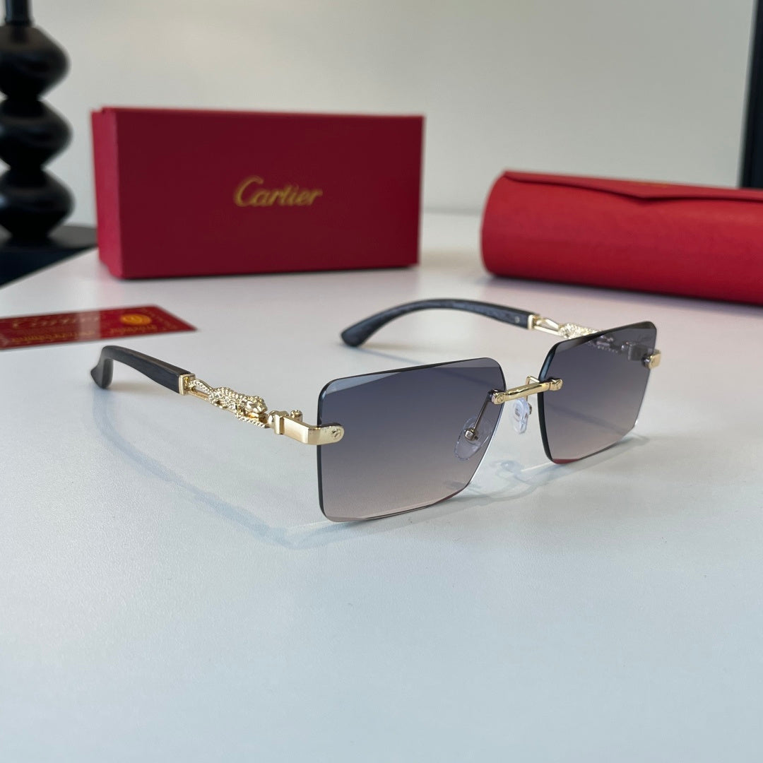 Cartier Lightweight Metal Rimless Silver Lens Sunglasses for Men & Wo - 372225