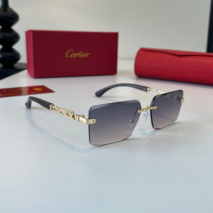 Cartier Lightweight Metal Rimless Silver Lens Sunglasses for Men & Wo - 372225