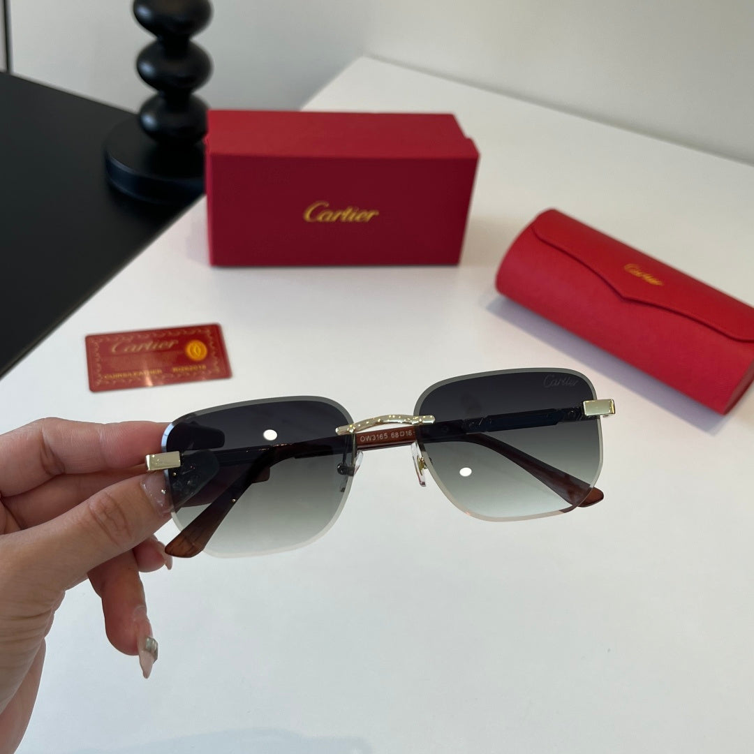 Cartier Lightweight Metal Rimless Silver Lens Sunglasses for Men & Wo - 372226 - detail image 5