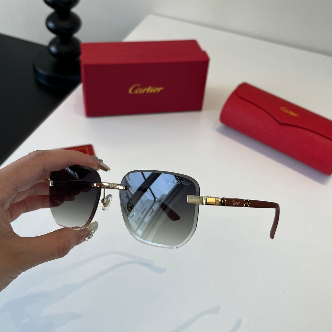 Cartier Lightweight Metal Rimless Silver Lens Sunglasses for Men & Wo - 487236 - detail image 4