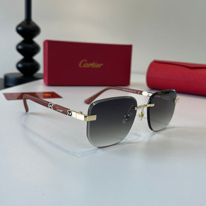 Cartier Lightweight Metal Rimless Silver Lens Sunglasses for Men & Wo - 415985