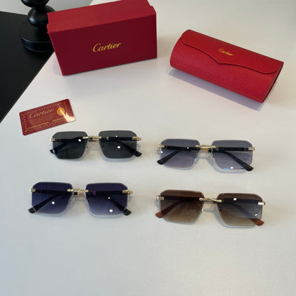 Cartier Lightweight Metal Rimless Blue Lens Sunglasses for Men & Wome - 415987 - detail image 10