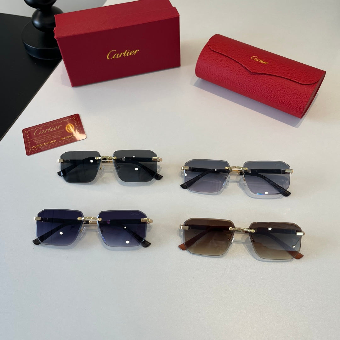 Cartier Lightweight Metal Rimless Blue Lens Sunglasses for Men & Wome - 132542 - detail image 10