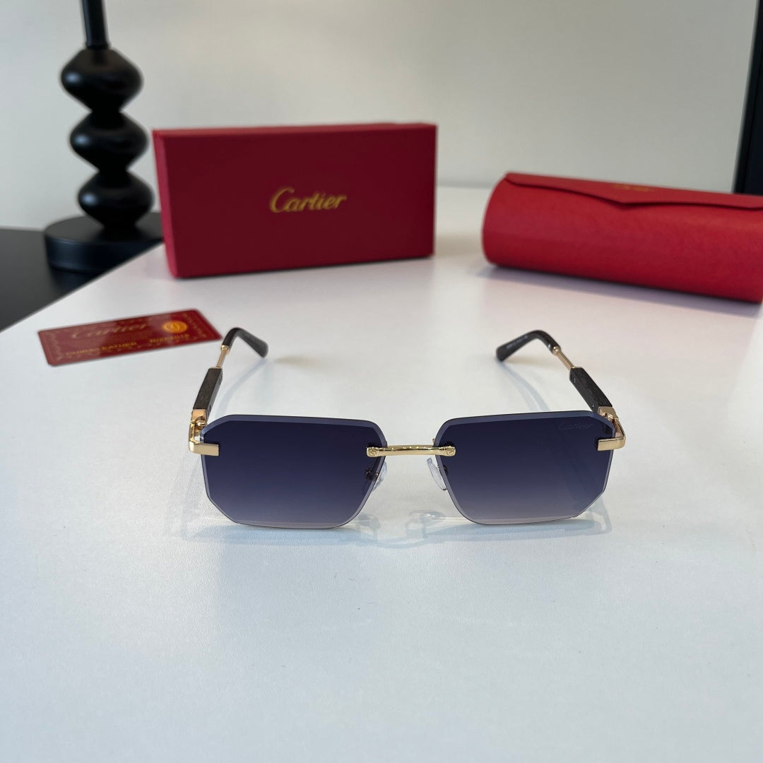 Cartier Lightweight Metal Rimless Blue Lens Sunglasses for Men & Wome - 415987 - detail image 2