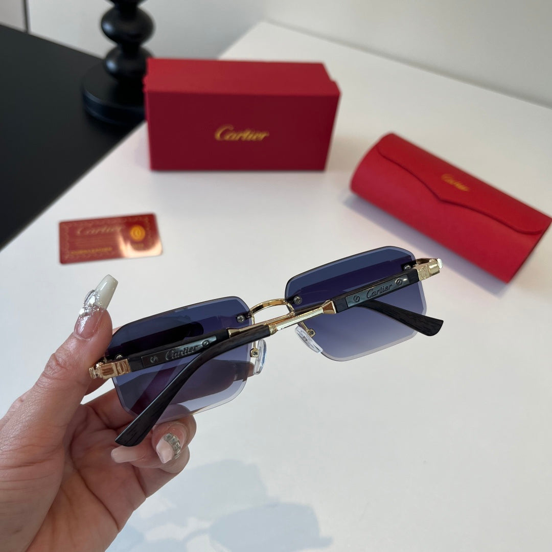 Cartier Lightweight Metal Rimless Blue Lens Sunglasses for Men & Wome - 487239 - detail image 5