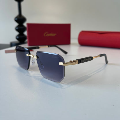 Cartier Lightweight Metal Rimless Blue Lens Sunglasses for Men & Wome - 487239 - detail image 3