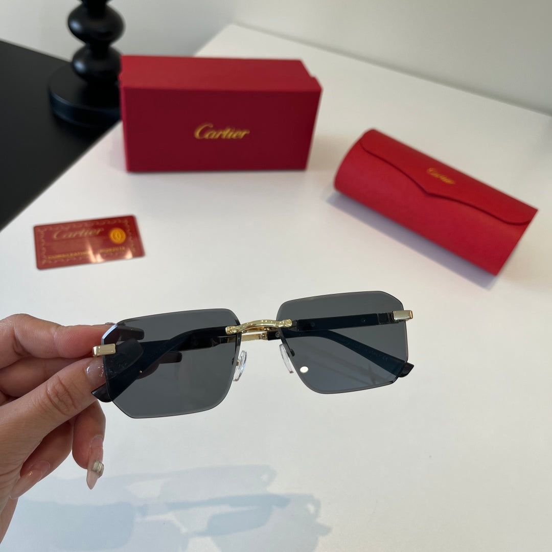 Cartier Lightweight Metal Rimless Silver Lens Sunglasses for Men & Wo - 372227 - detail image 7