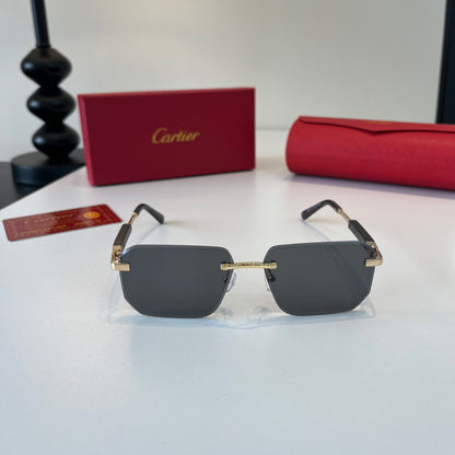 Cartier Lightweight Metal Rimless Silver Lens Sunglasses for Men & Women - detail image 2