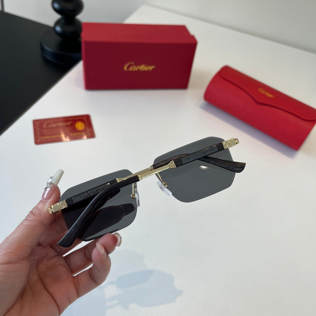 Cartier Lightweight Metal Rimless Silver Lens Sunglasses for Men & Women - detail image 4