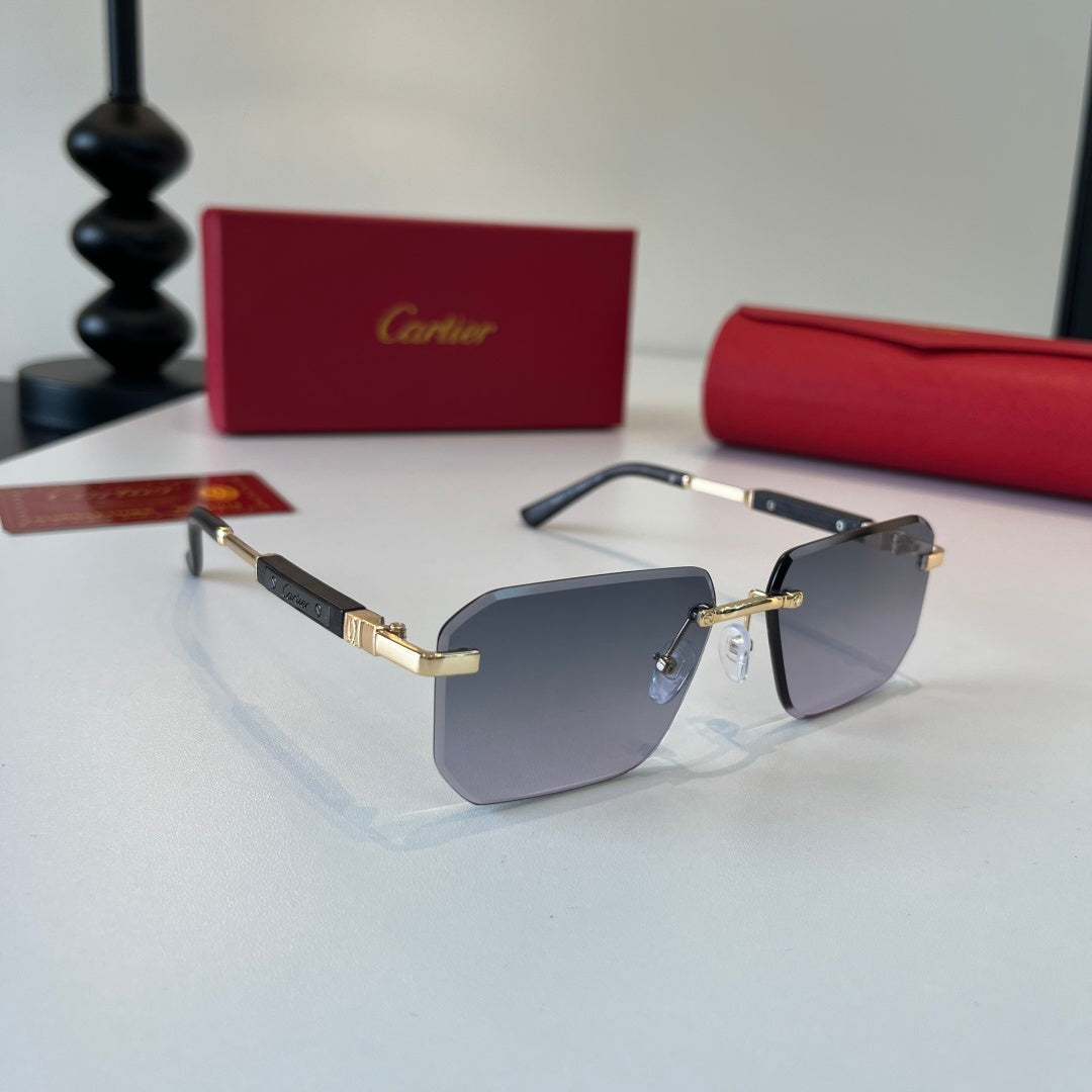 Cartier Lightweight Metal Rimless Silver Lens Sunglasses for Men & Wo - 132541