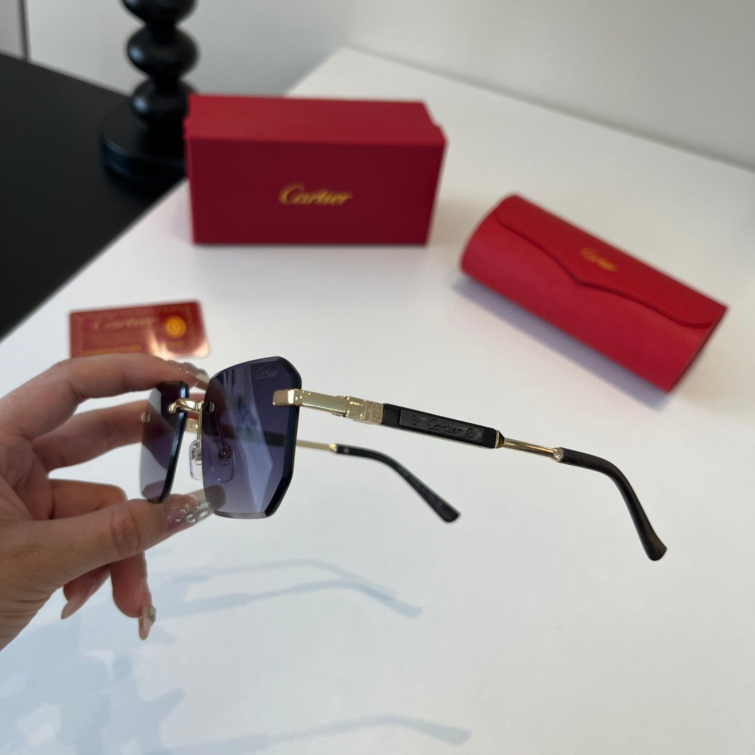 Cartier Lightweight Metal Rimless Blue Lens Sunglasses for Men & Wome - 415987 - detail image 4