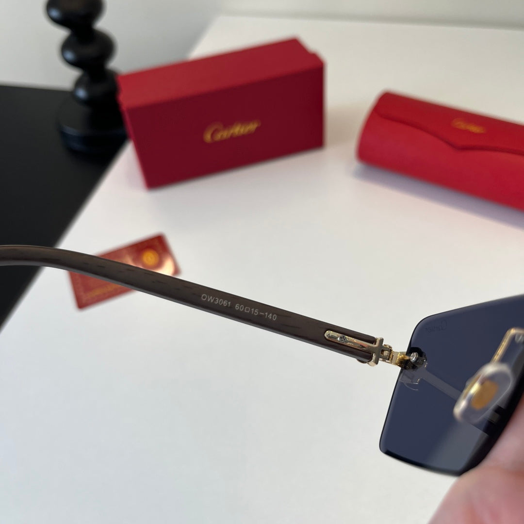 Cartier Lightweight Metal Rimless Blue Lens Sunglasses for Men & Wome - 372229 - detail image 9