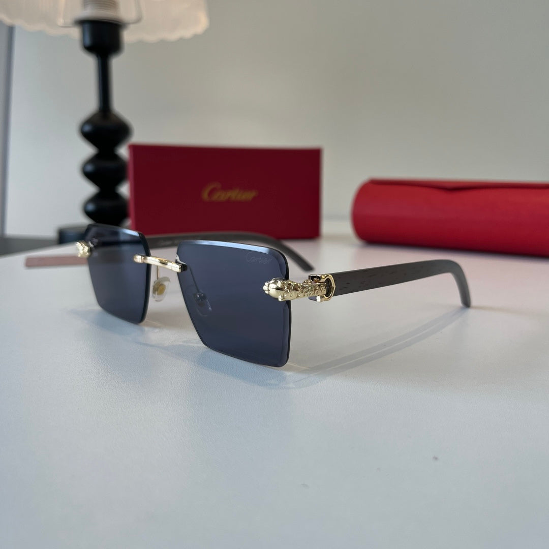 Cartier Lightweight Metal Rimless Blue Lens Sunglasses for Men & Wome - 372229 - detail image 3