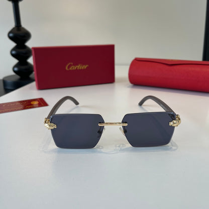 Cartier Lightweight Metal Rimless Blue Lens Sunglasses for Men & Wome - 132543 - detail image 2