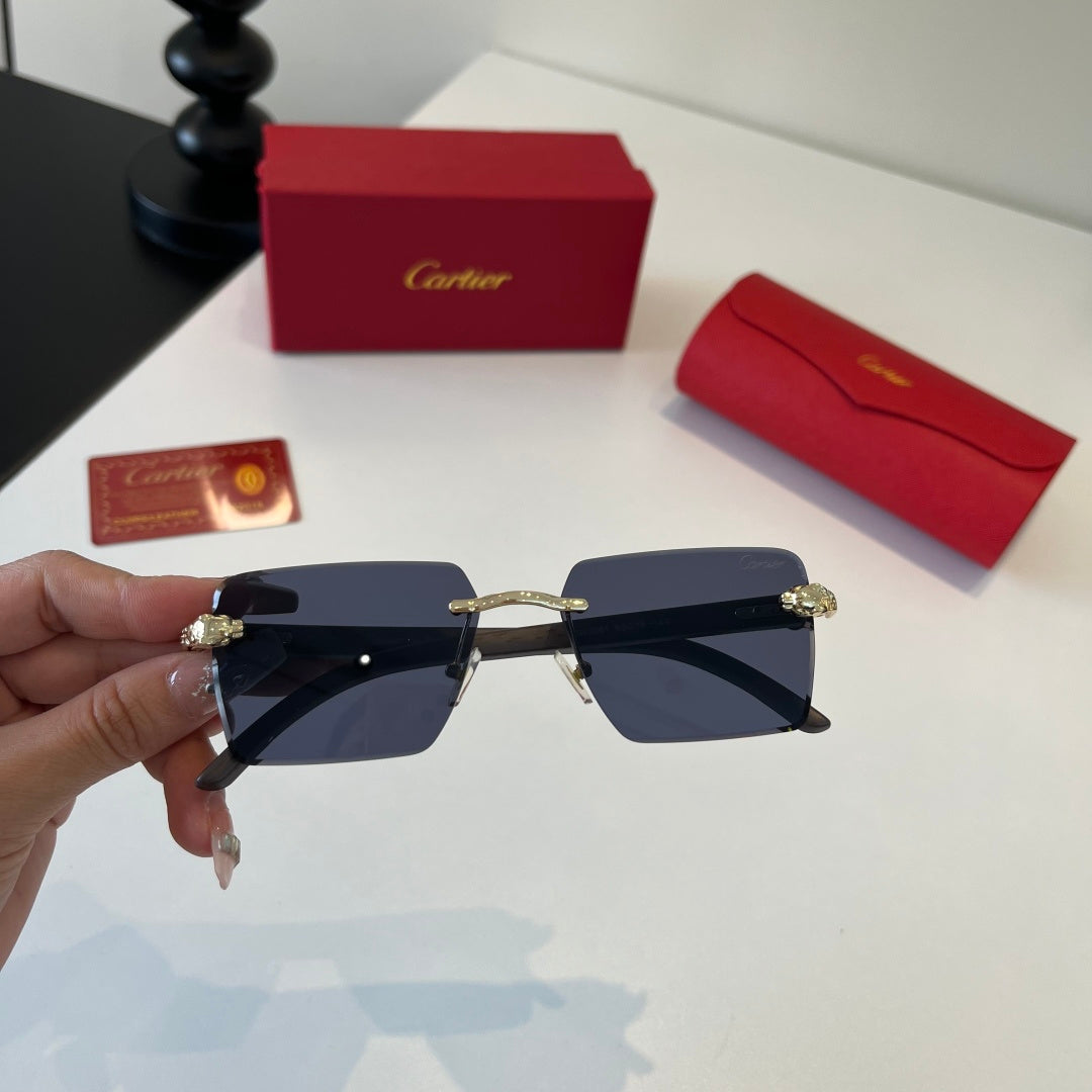 Cartier Lightweight Metal Rimless Blue Lens Sunglasses for Men & Wome - 132543 - detail image 5