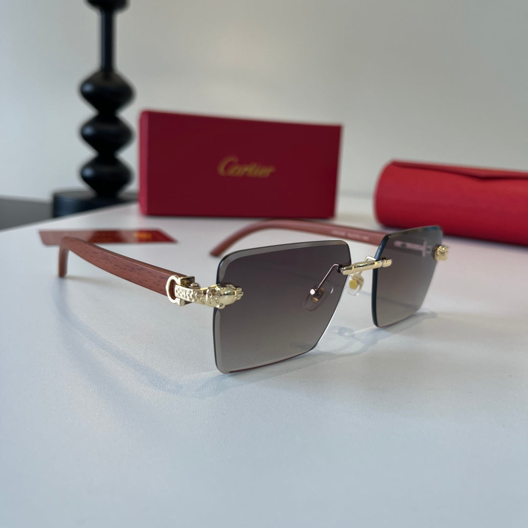 Cartier Lightweight Metal Rimless Silver Lens Sunglasses for Men & Wo - 132544