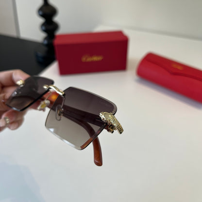 Cartier Lightweight Metal Rimless Silver Lens Sunglasses for Men & Wo - 132544 - detail image 6