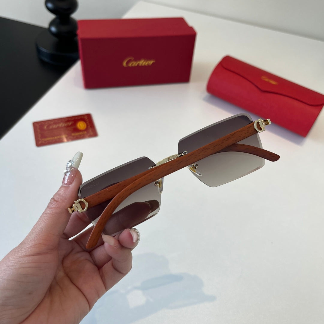 Cartier Lightweight Metal Rimless Silver Lens Sunglasses for Men & Wo - 132544 - detail image 8