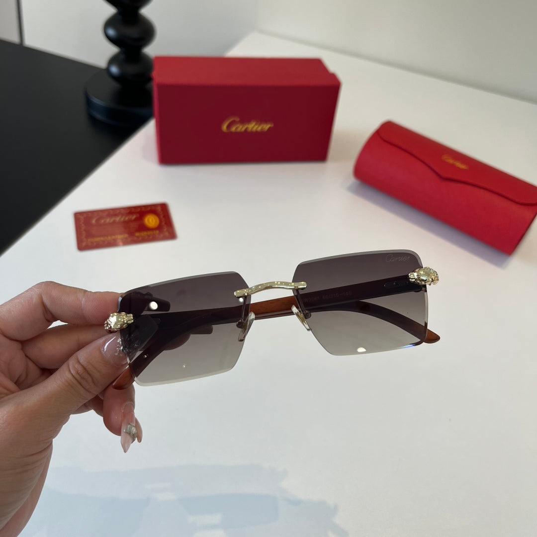 Cartier Lightweight Metal Rimless Silver Lens Sunglasses for Men & Wo - 132544 - detail image 4