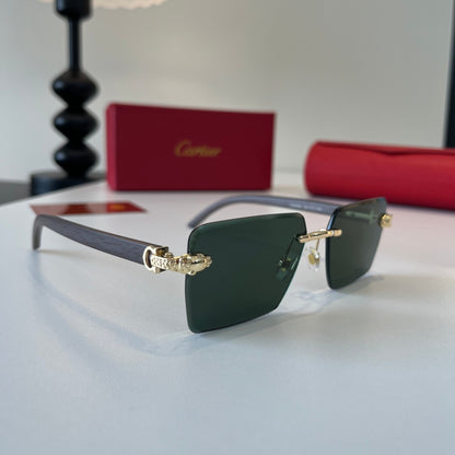 Cartier Lightweight Metal Rimless Silver Lens Sunglasses for Men & Wo - 132545