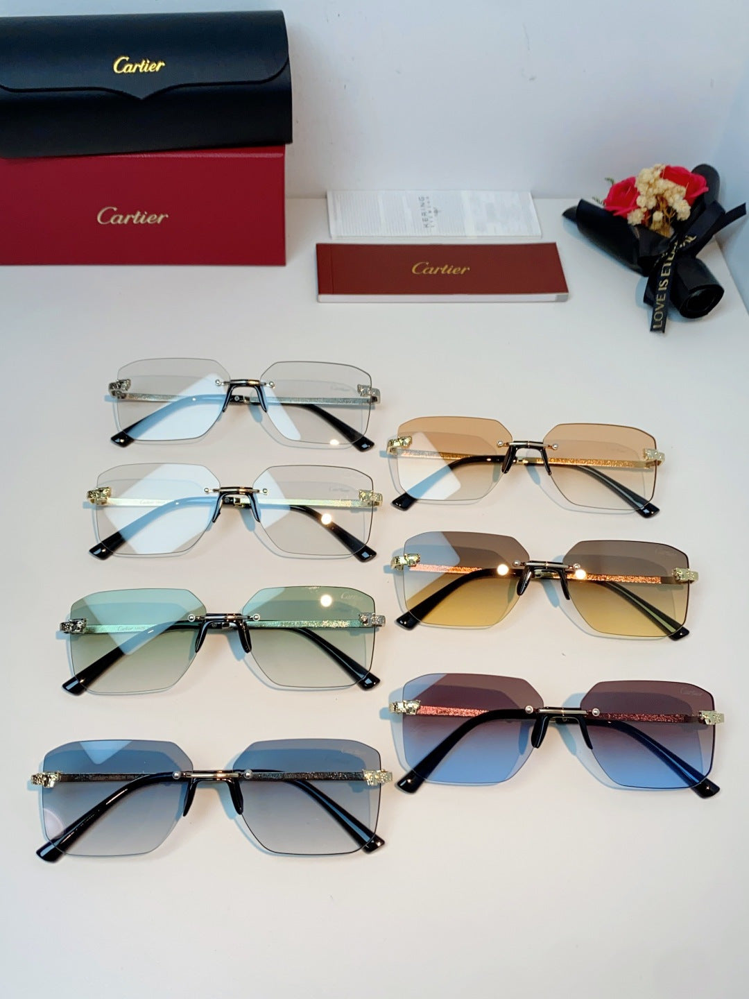 Cartier Lightweight Rimless Silver Lens Sunglasses for Men & Women - 158505 - detail image 12