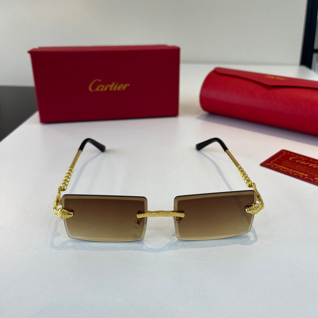 Cartier Lightweight Metal Rimless Brown Lens Sunglasses for Men & Wom - 399048 - detail image 2