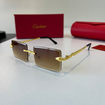 Cartier Lightweight Metal Rimless Brown Lens Sunglasses for Men & Wom - 399048 - detail image 3