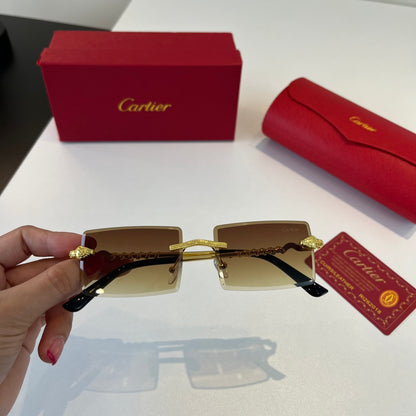 Cartier Lightweight Metal Rimless Brown Lens Sunglasses for Men & Wom - 358554 - detail image 5