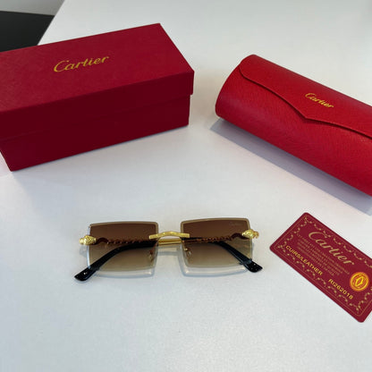 Cartier Lightweight Metal Rimless Brown Lens Sunglasses for Men & Wom - 399048 - detail image 7