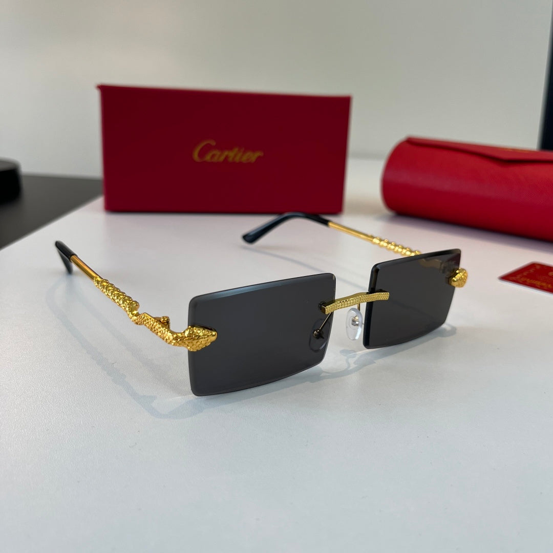Cartier Lightweight Metal Rimless Silver Lens Sunglasses for Men & Wo - 358555