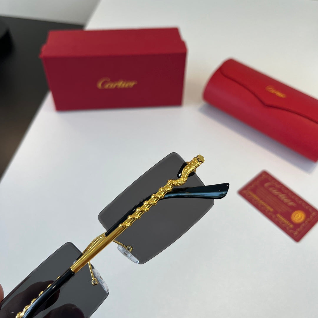 Cartier Lightweight Metal Rimless Silver Lens Sunglasses for Men & Wo - 358555 - detail image 8